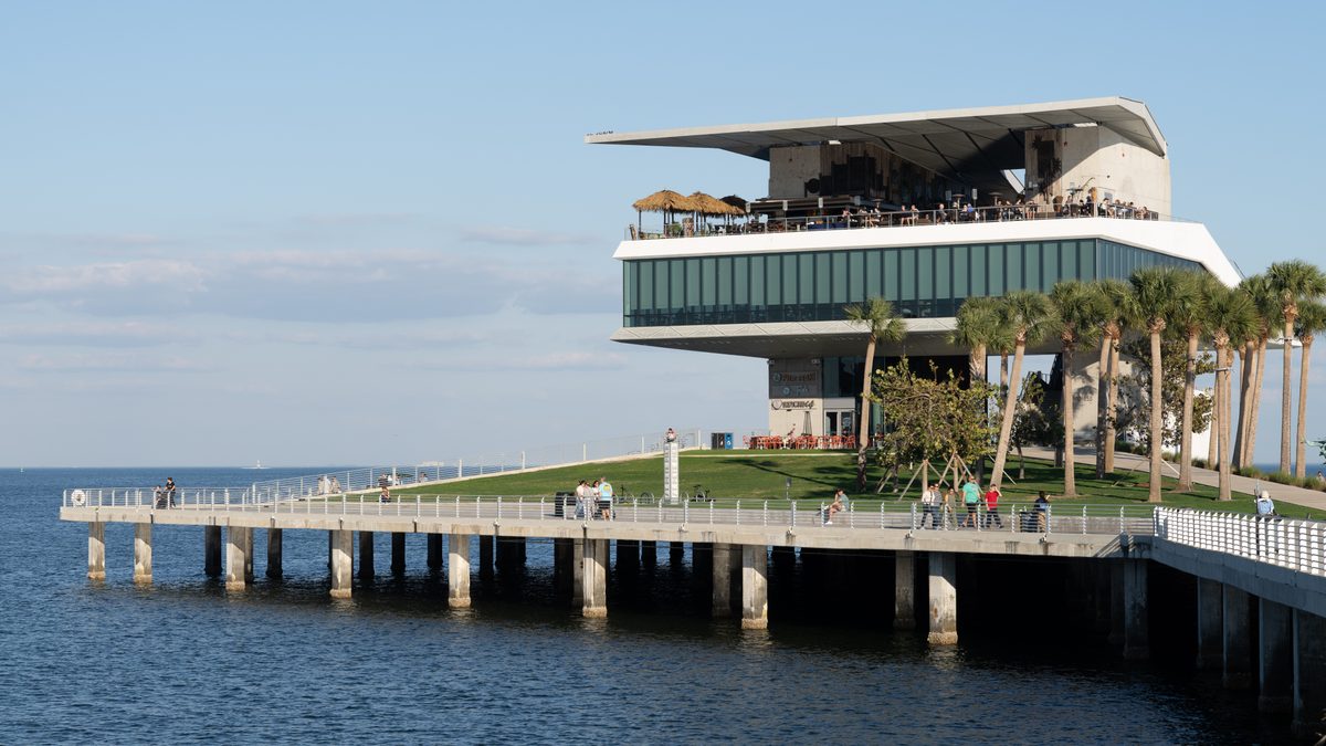 The St. Pete Pier reaching out into Tampa Bay in downtown St. Petersburg, Florida